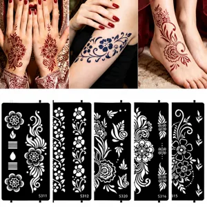 Stencil per Tatuaggi Cavo in PVC Modello Body Art Henna Succo Erboristico Pittura Adesivo Strumento Fai da Te per Mano Piede