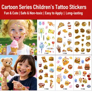 Cute waterproof cartoon children temporary tattoo stickers sweet food bear designs for kids