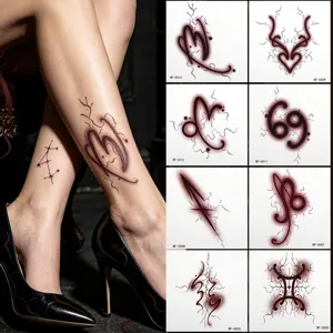 Dark gothic zodiac temporary tattoo stickers featuring waterproof gradient constellation art.