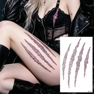 Pegatina de Tatuaje Temporal Brillo Leopardo Transferencia de Agua Cuerpo Cara Fiesta Festival Decoración