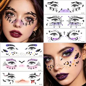 Autocollants de tatouage temporaire visage Halloween imperméable maquillage des yeux