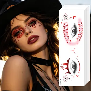 Autocollants de tatouage de visage Halloween maquillage des yeux rouge fête cosplay
