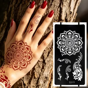 Mascherina stencil per tatuaggio henné in PVC con disegno mandala per pittura corpo principale