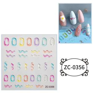 5D Soft Gel Nail Stickers Colorful 3D Embossed Decals DIY Manicure Art Accessories