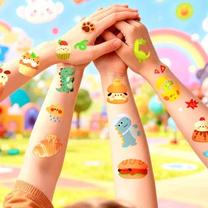 Tatouages temporaires de dessin animé mignons pour enfants étanches animaux dinosaures