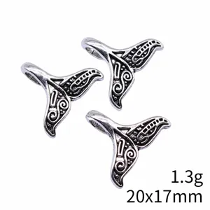 Pendentifs queue de baleine en argent ancien pour bijoux DIY, dimensions 20x17mm, poids 1.3g.