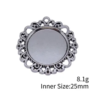 Antik silberne runde Anhänger Schale 25mm Innendurchmesser Rohling Fassung für Schmuck DIY