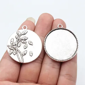 35mm runde Anhänger Lünette Schale Rohling Cabochon Fassung Vintage DIY Schmuckzubehör