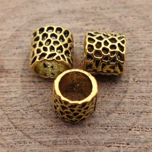 Vintage Zinc Alloy Hollow Mesh Dreadlock Beads Retro Network Tube Spacing Beads For DIY Jewelry Making Hair Braiding Accessories