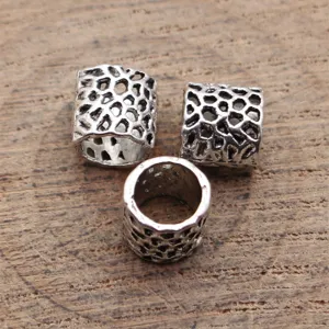 Metal mesh tube dreadlock beads spacer hair accessories for DIY styling detail shot