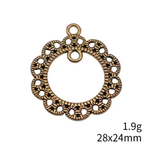 Bronzefarbener filigraner runder Verbinder Anhänger für DIY Schmuck Ohrringe 28x24mm