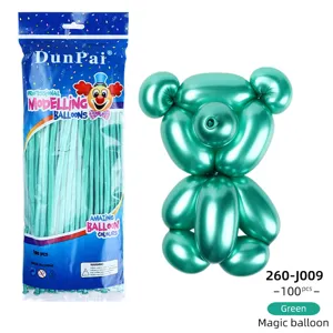 Metallic green 260 magic modeling balloons 100pcs for DIY party decoration art craft.