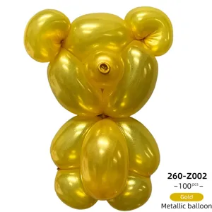 Metallic gold 260 magic long twist balloon bear DIY party decoration 100pcs pack art