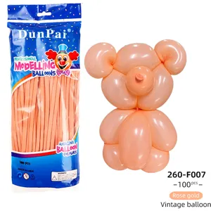 DunPai 260 vintage rose gold long modeling balloons 100pcs DIY party decor art kit.