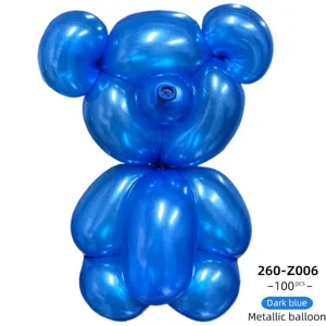 Dark blue 260 magic long metallic balloon, 100pcs pack, twist DIY bear shape party decor.