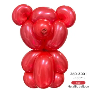 Red 260 magic twist metallic balloons bear shape DIY decoration 100 pcs pack party supplies