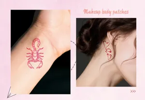 Wasserdichte rosa Herz temporäre Tattoo Aufkleber süße Körperkunst Patches für Party