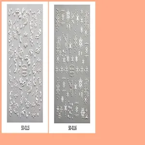 White 5D embossed nail stickers, Christmas snowflake planner stickers, detailed close-up view.