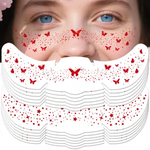 Water Transfer Face Tattoo Stickers Hot Stamping Butterfly Star Temporary Waterproof Makeup Party Body Art Stickers