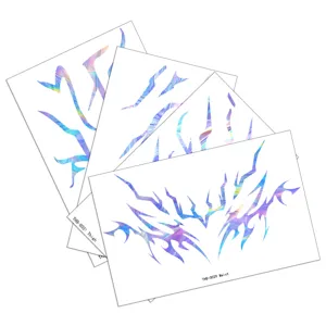 Holographic body tattoo stickers set, waterproof temporary tattoo for cosplay and party decoration.