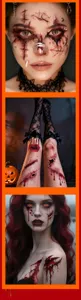 Halloween horror scar temporary tattoo waterproof bloody wound sticker detail for party makeup.