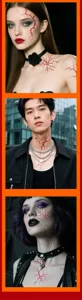 Halloween red vein temporary face tattoo stickers gothic waterproof body makeup decor