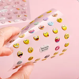 Pegatina de Planificador de Emoji de Dibujos Animados Lindo Impermeable Pegatina Decorativa Grabada en Relieve para Niños y Estudiantes DIY Graffiti