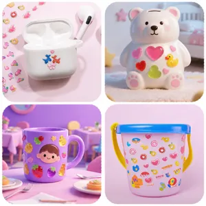 Cute 5D stereoscopic jelly soft relief stickers DIY cartoon creative self-adhesive decals.