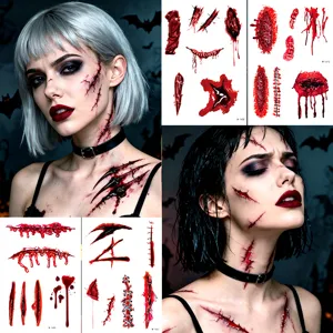 Halloween temporary face scar tattoo stickers waterproof bloody wounds makeup party props