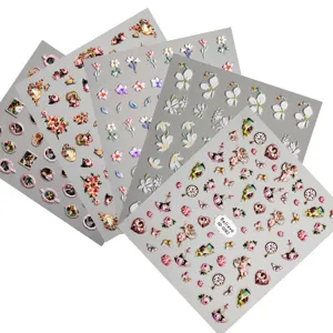 5D embossed retro angel flower nail stickers DIY decorative mobile phone stickers set