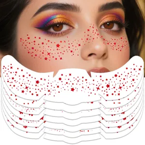 Waterproof temporary face freckle stickers gold foil red star butterfly makeup art decor.