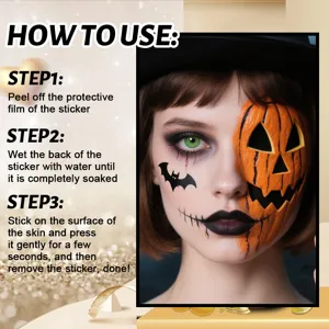 Halloween face temporary tattoo stickers waterproof pumpkin bat makeup party festival decor