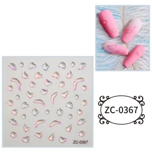 5D Iridescent Nail Art Stickers Water Droplet 3D Gel Relief DIY Manicure Decals