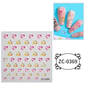 5D Soft Gel Relief Heart Nail Stickers DIY Cute Jelly Color Decals for Manicure Art Decor