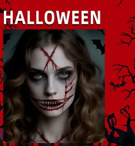 Halloween scary big mouth temporary face tattoo sticker for party cosplay makeup decor