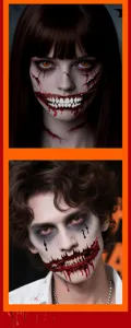 Halloween scary big mouth temporary tattoo stickers party cosplay terror face makeup props