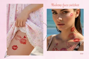 Waterproof temporary lip print tattoo stickers for face and body makeup party decor.