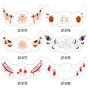 Halloween face sticker temporary waterproof tattoo freckles bat pumpkin makeup design
