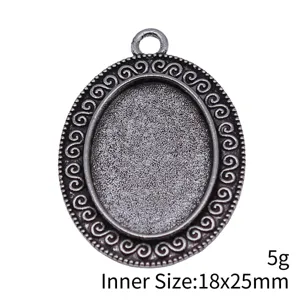 Antiksilber ovale Anhänger Rohling Lünette Schale 18x25mm DIY Schmuckzubehör Basteln.