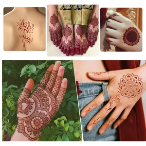 Temporary henna tattoo stickers set mandala flower hand body art waterproof DIY template design
