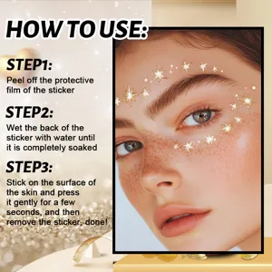 Gold foil freckle face stickers waterproof temporary metallic star tattoos for makeup party 1pc