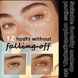 Gold foil freckle face stickers temporary waterproof metallic star tattoos for party makeup