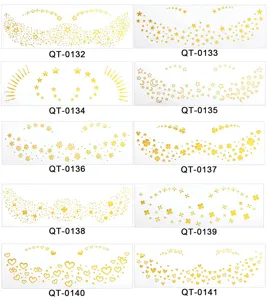 Gold foil face freckle temporary tattoo stickers, waterproof star heart makeup sticker.