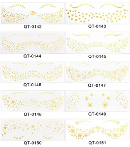Gold foil face sticker temporary tattoo freckles makeup sticker star heart designs