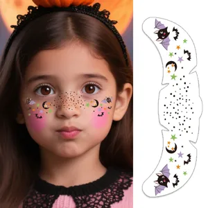 Halloween temporary face tattoo stickers, waterproof bat star freckle makeup sticker for kids.
