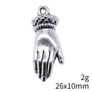 Antiksilber Hand Anhänger Charm für DIY Schmuckherstellung, Metall Amulett Komponente.