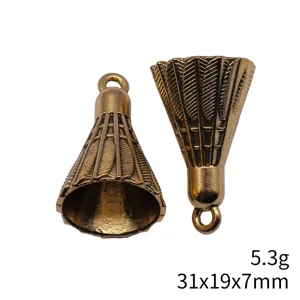 Antik Bronze 3D Federball Anhänger Legierung DIY Schmuckzubehör 31x19x7mm Bastelcharm