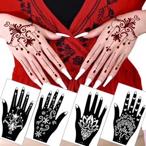 Waterproof Hollow Henna Tattoo Stencil Temporary Hand Tattoo Sticker DIY Body Art Painting Template For Women