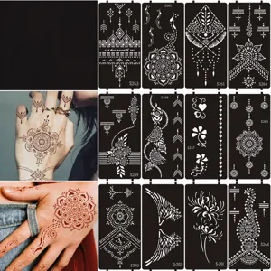 Henna tattoo stencils DIY body art templates temporary sticker diverse patterns set