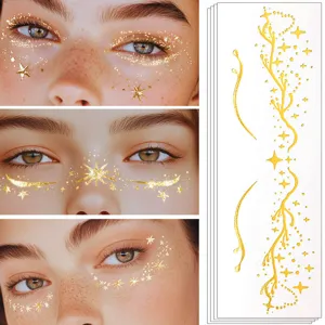 Gold foil freckle face temporary tattoo stickers waterproof starry makeup festival art.